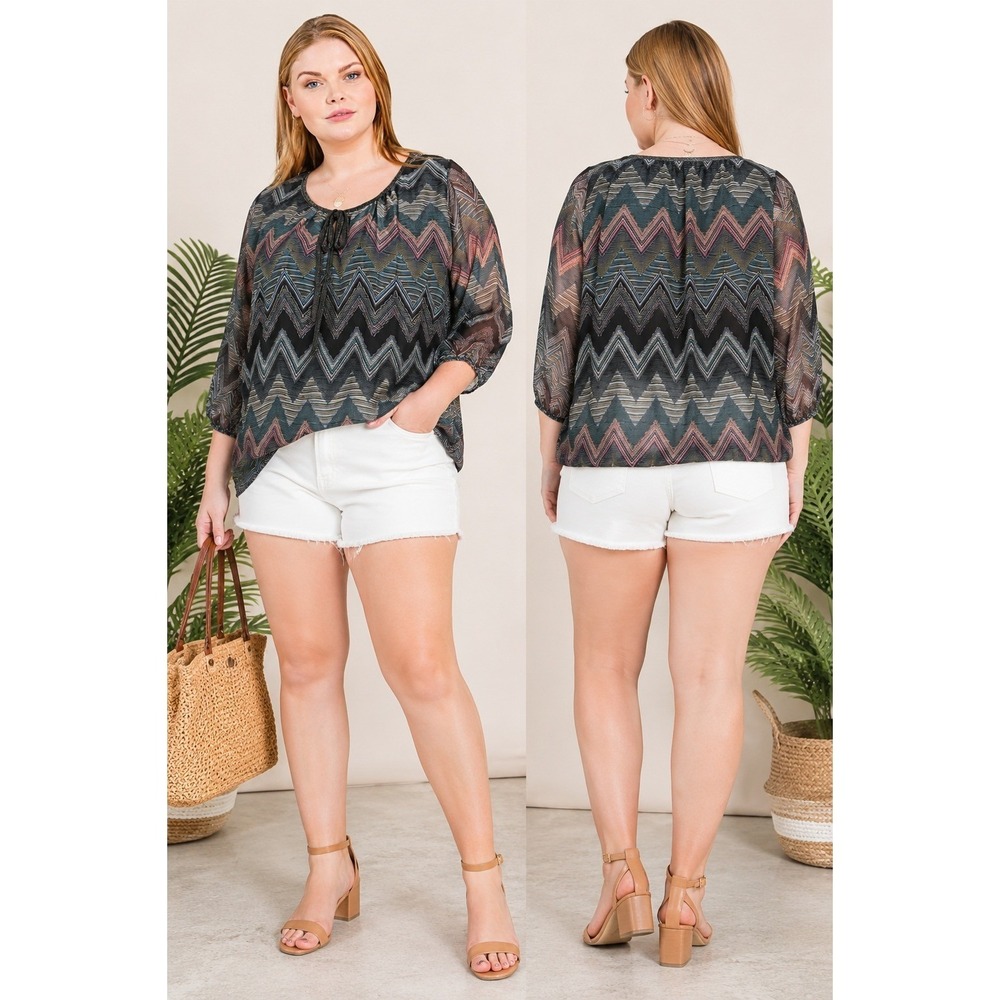 Title: Women's Blouse by Talking French Multicolor Size 18 New With Tags